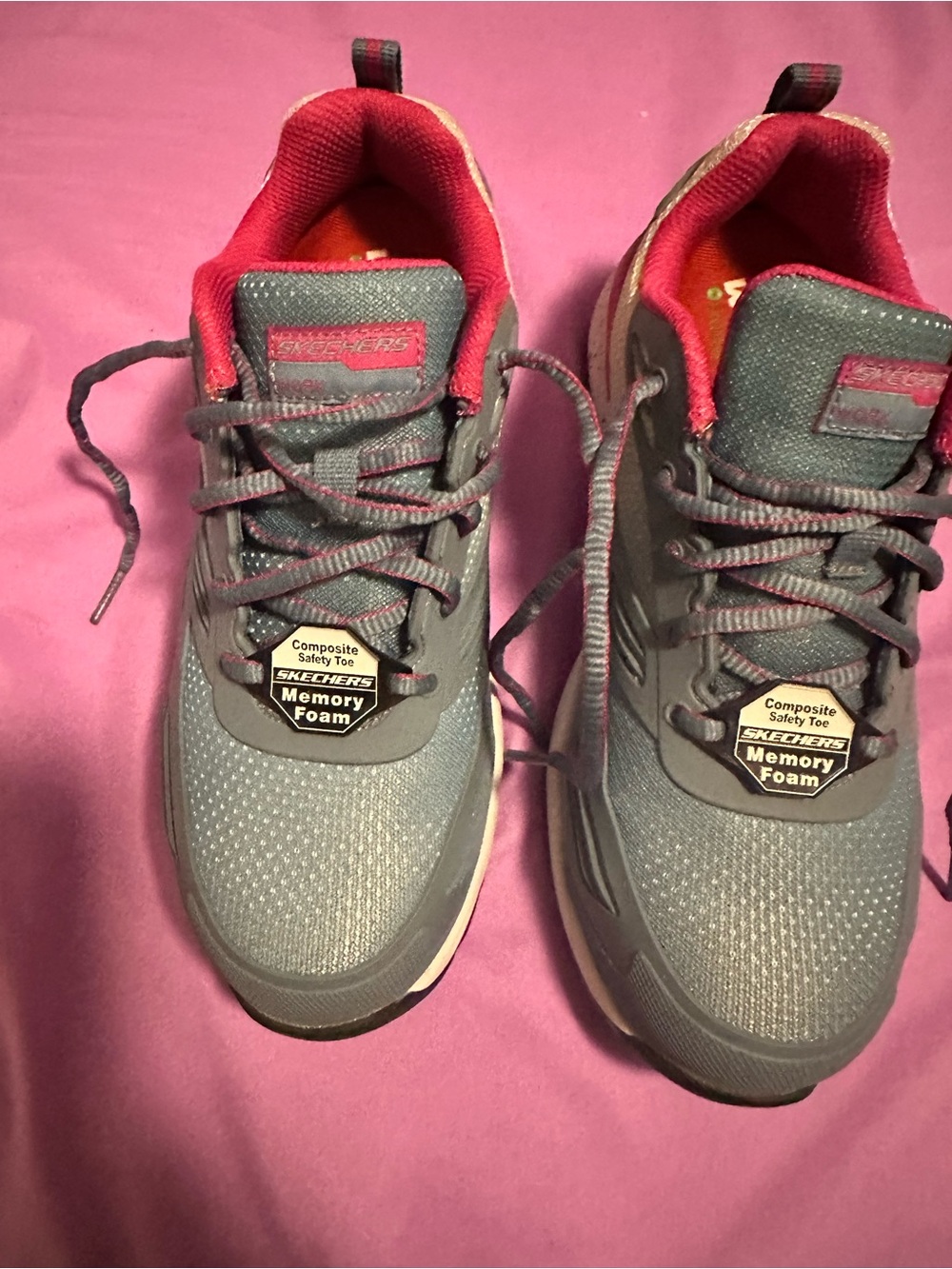 Skechers women’s Gray Sneakers with Pink Lining